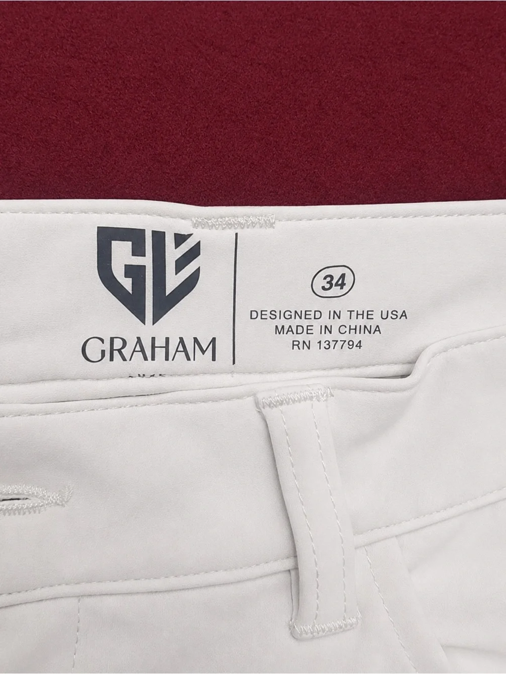 Graham Luxe Wren Men's Golf Performance Shorts | Size 34 Birch Off-White GL40022